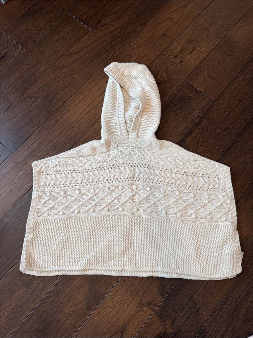 GAP Kids Cream Hooded Cable-Knit Poncho Sweater Size XS 4/5 - C13-028